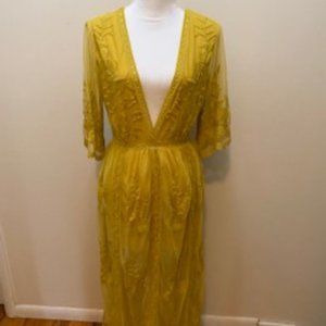 Bohemian inspired, long romper, M, Mustard Yellow
